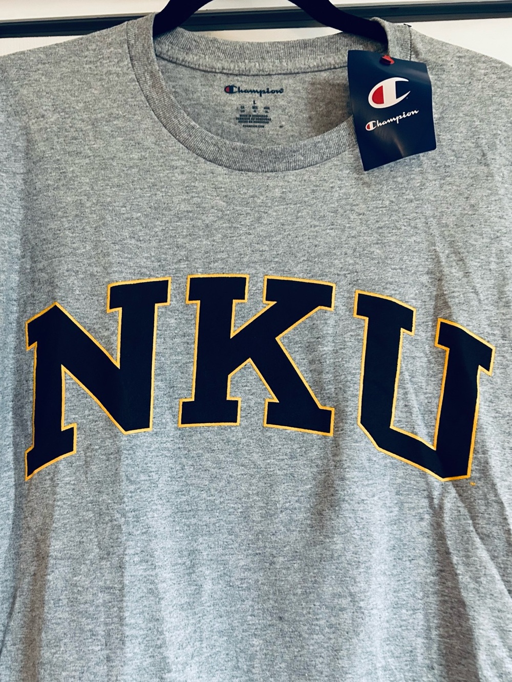 NKU Norse Northern Kentucky University tee Champion size L grey